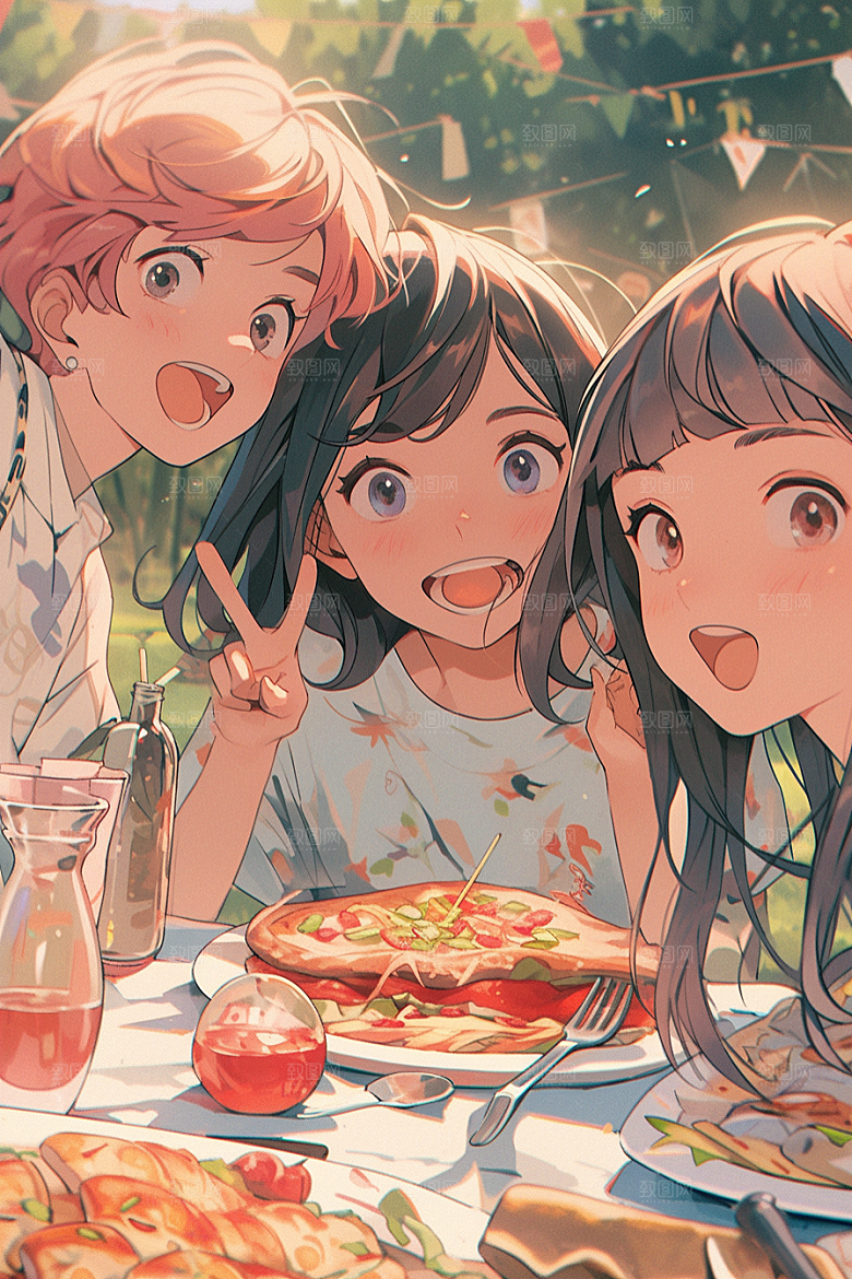 夏日聚会友谊友情插画