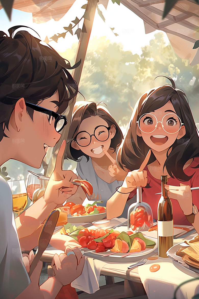 夏日聚会友谊高清插画