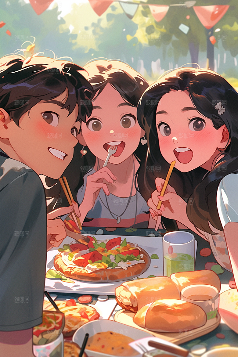 夏日聚会高清欢乐插画