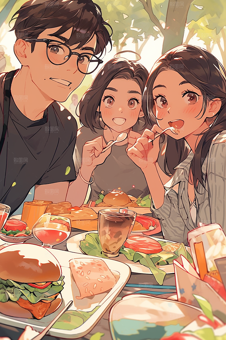 夏日聚会高清场景插画