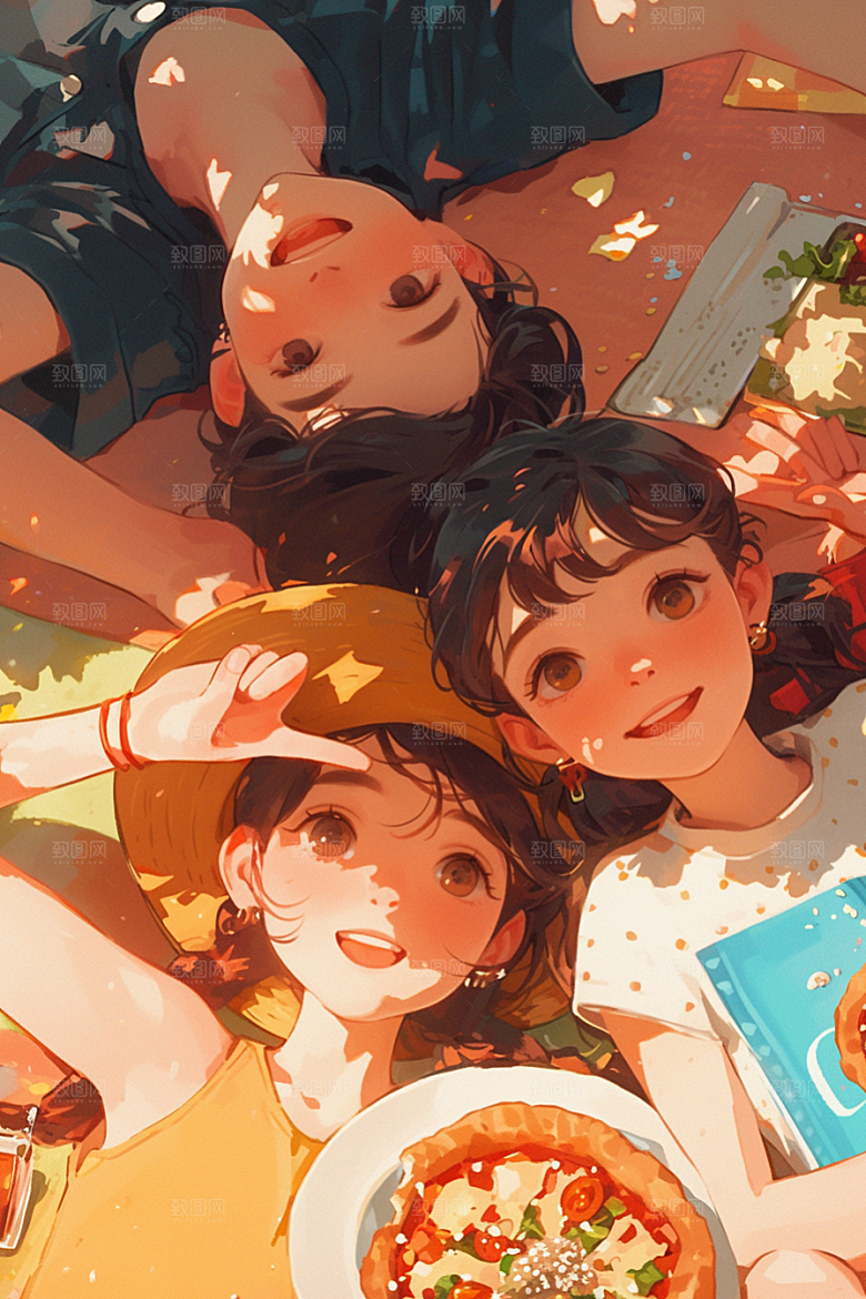 夏日聚会友情友谊插画