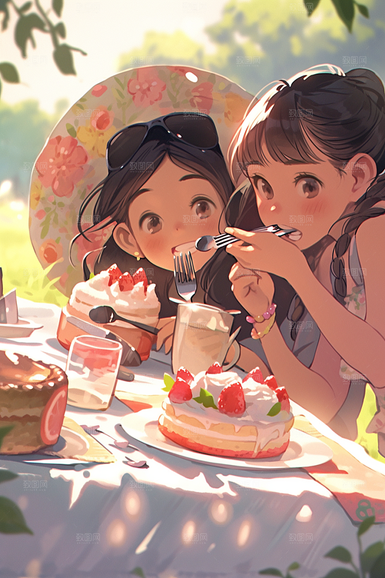 夏日聚会高清发小插画