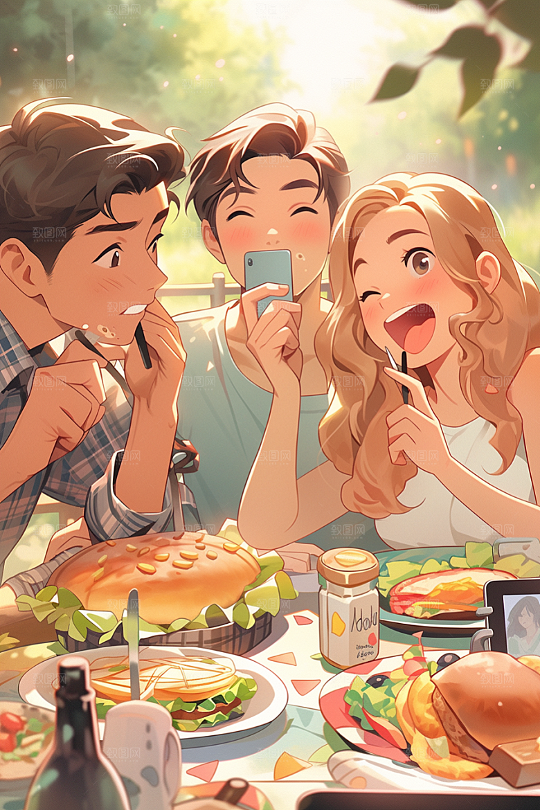 夏日聚会高清友谊插画
