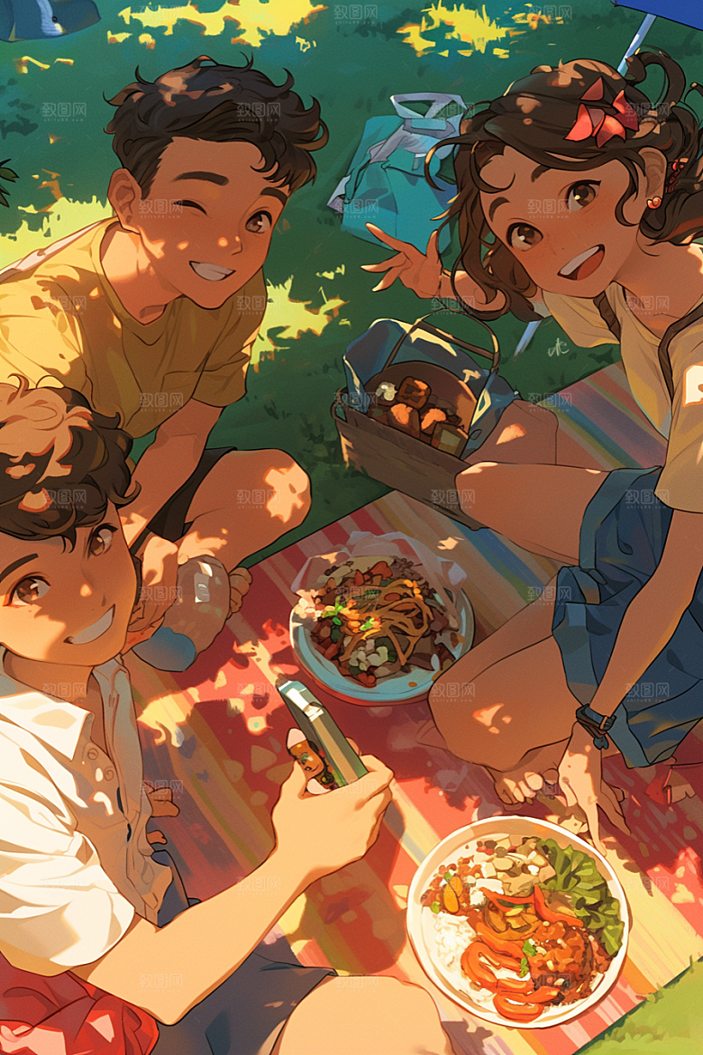 夏日聚会欢乐友谊插画