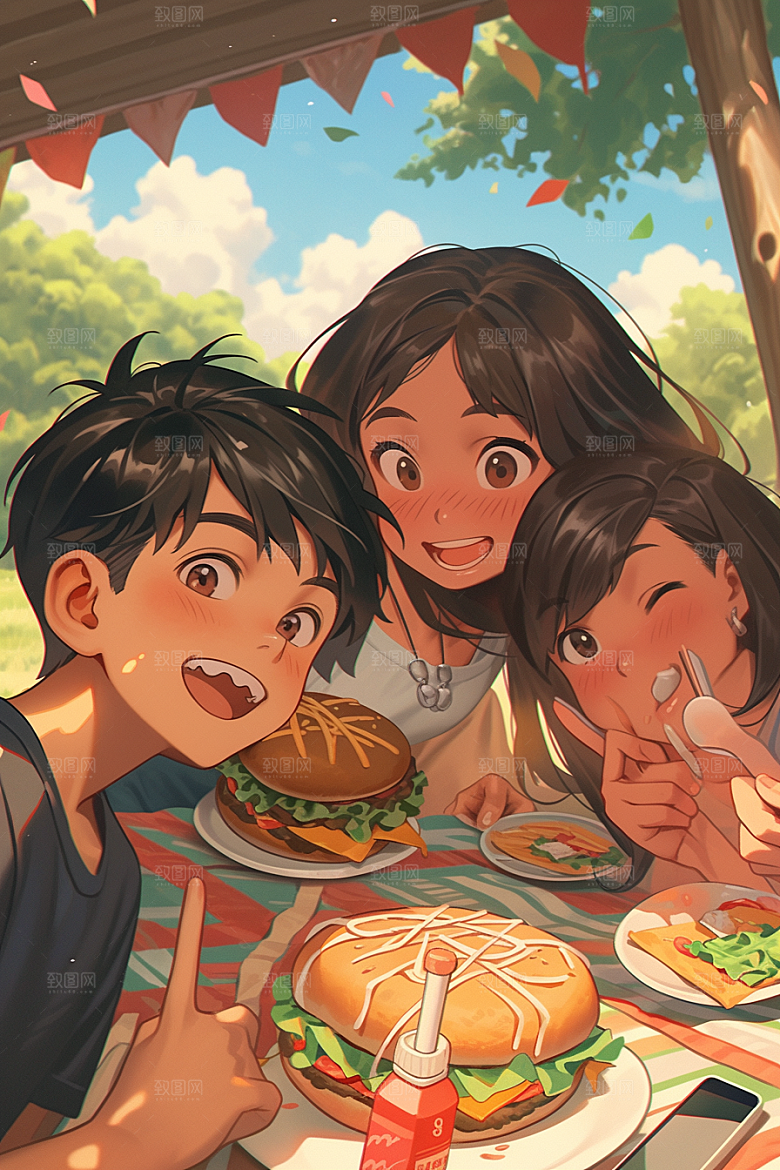 夏日聚会场景玩耍插画