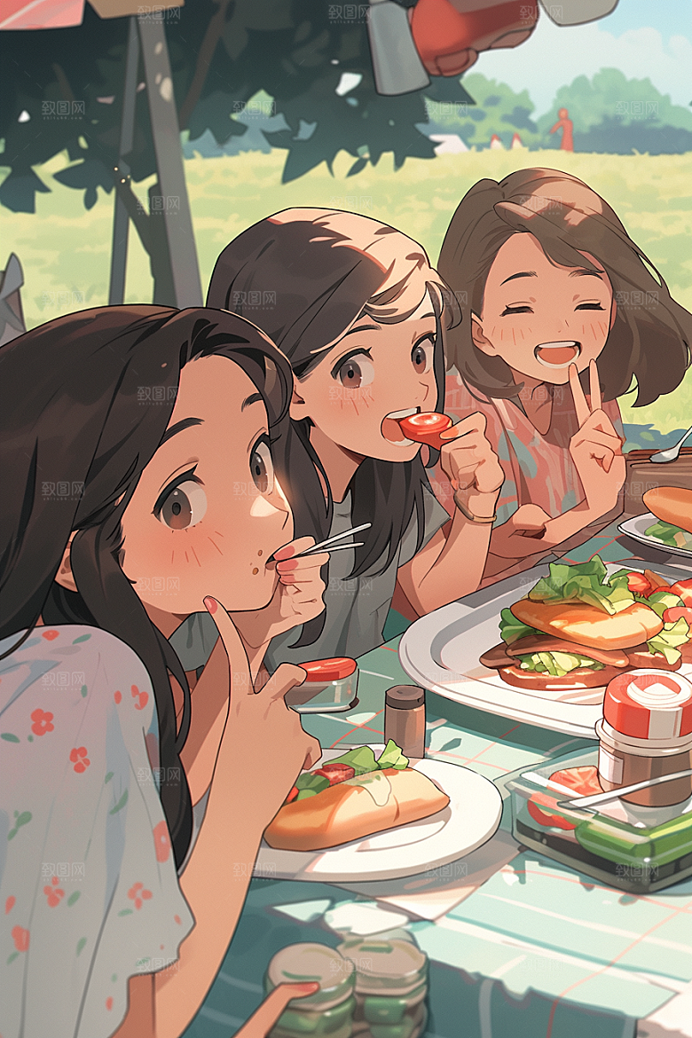夏日聚会玩耍友谊插画