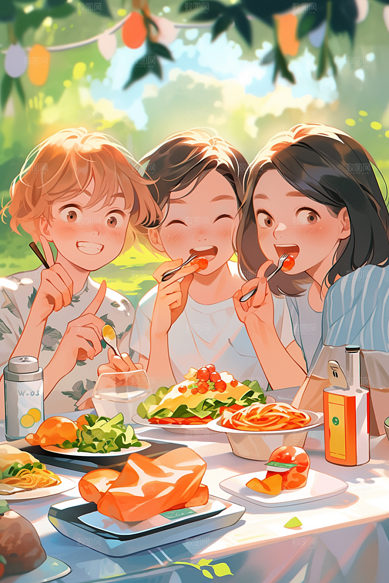 夏日聚会高清假日插画