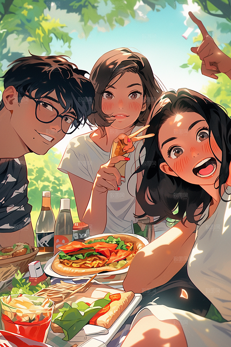 夏日聚会假日友情插画