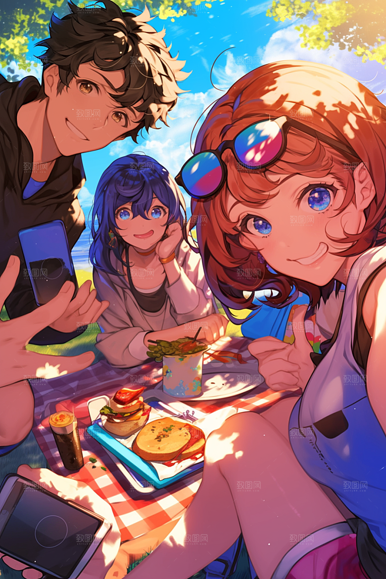 夏日聚会友情玩耍插画