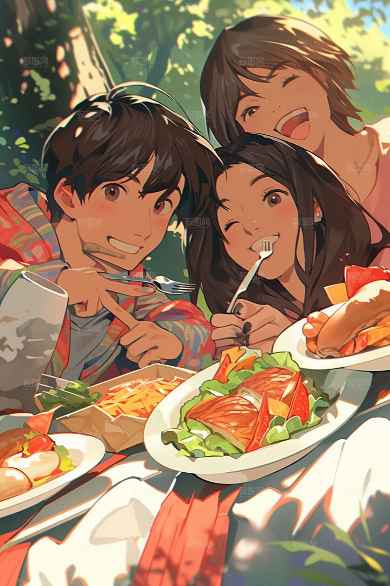 夏日聚会玩耍场景插画