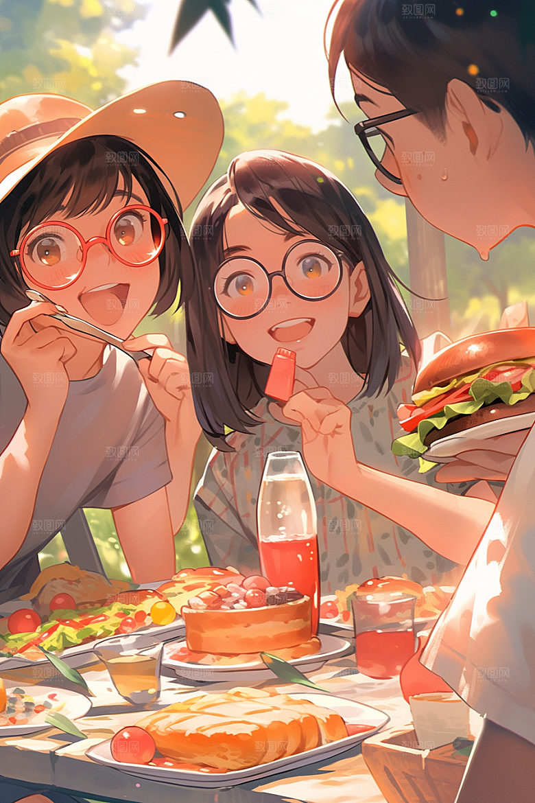 夏日聚会假日欢乐插画