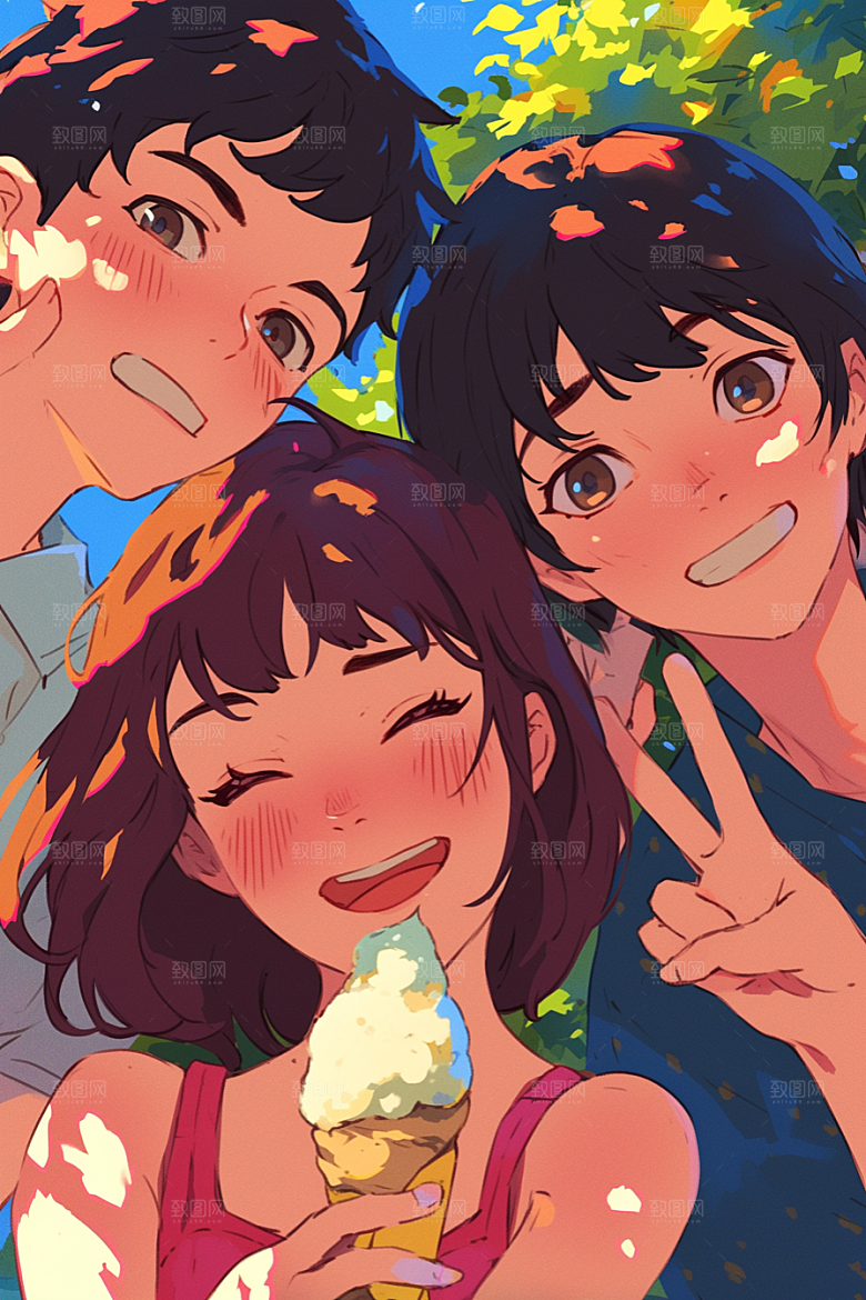 夏日聚会友情假日插画