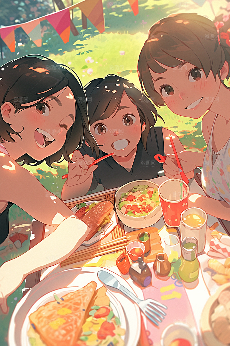 夏日聚会友情假日插画