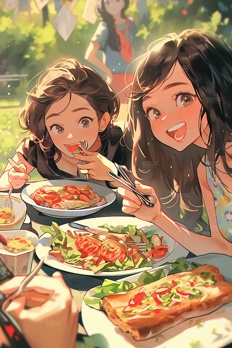 夏日聚会玩耍欢乐插画