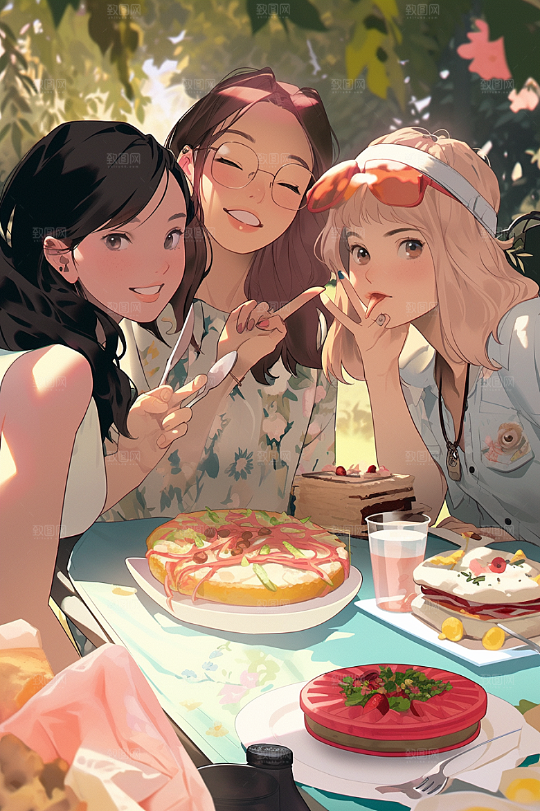 夏日聚会玩耍暑假插画