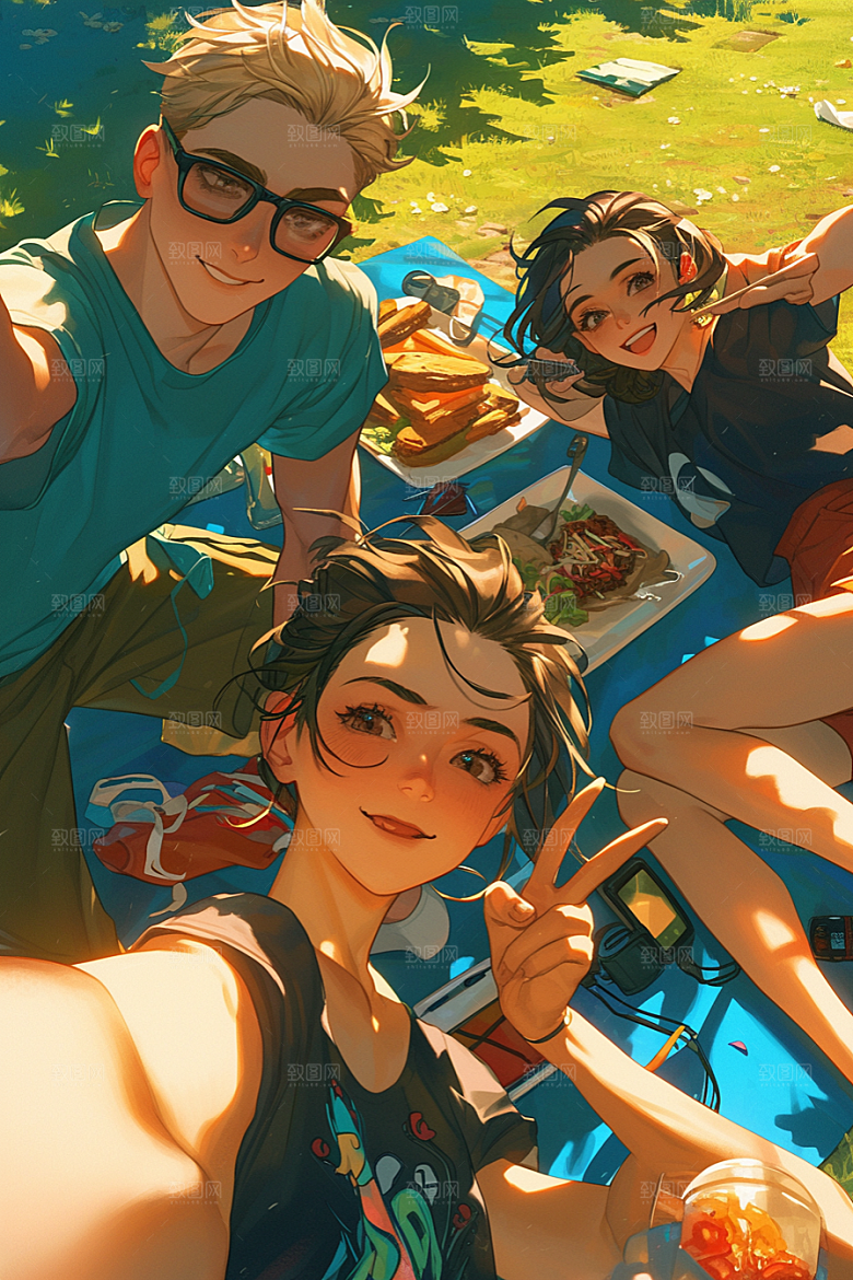 夏日聚会友谊玩耍插画