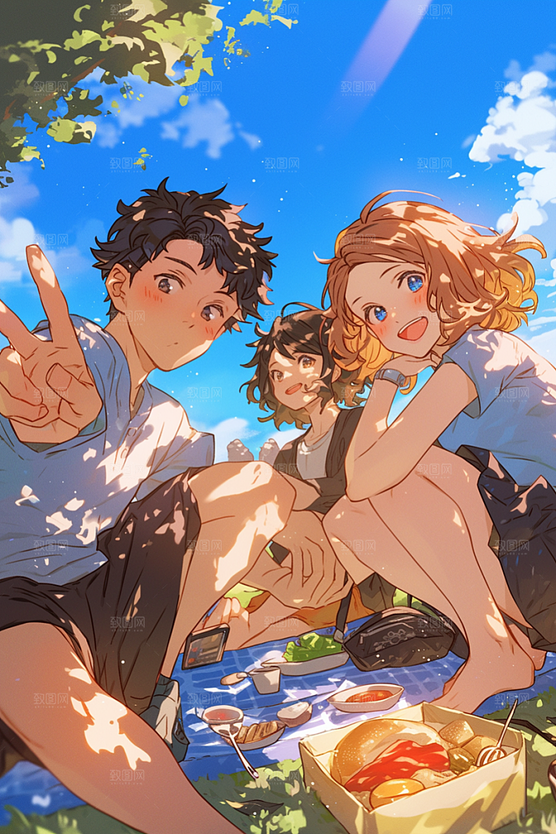 夏日聚会欢乐玩耍插画