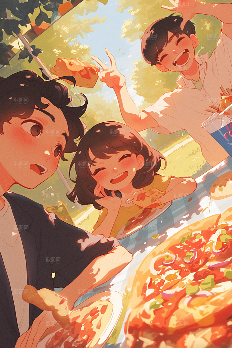 夏日聚会假日友谊插画