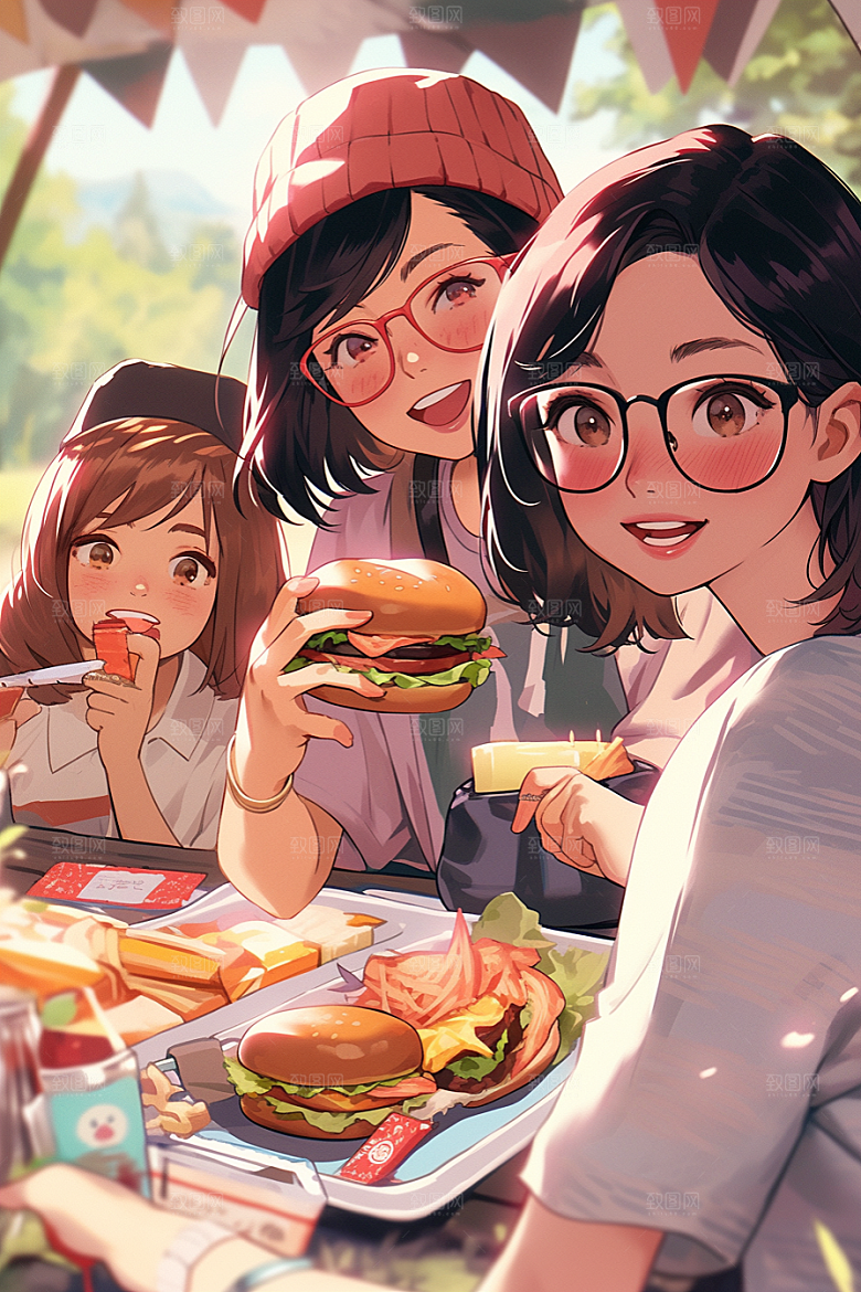夏日聚会友情假日插画
