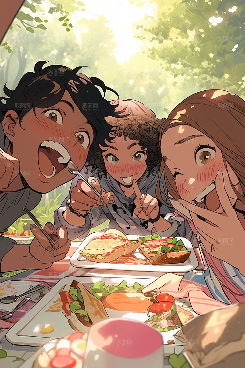 夏日聚会暑假高清插画