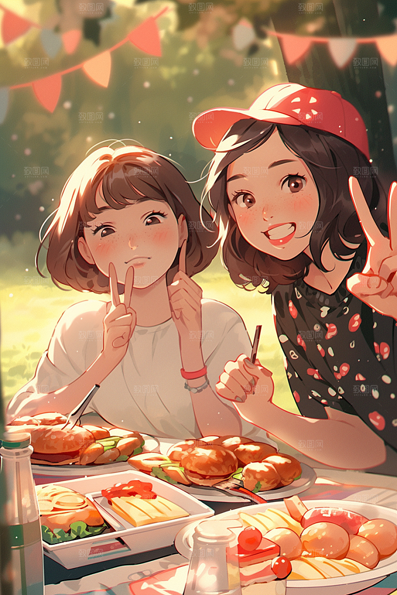 夏日聚会假日友谊插画