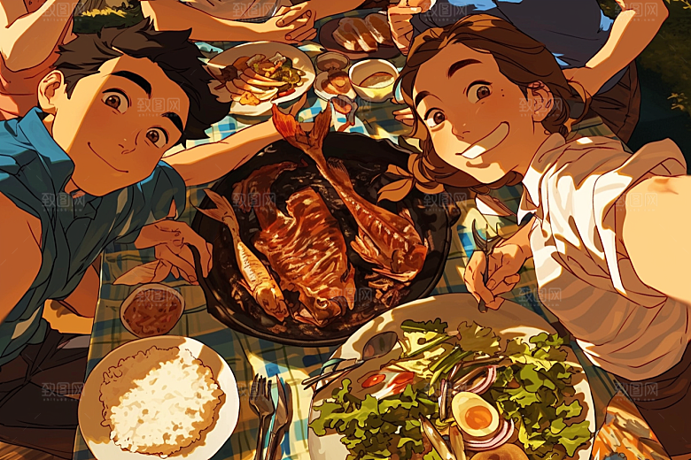 夏日聚会假日高清插画