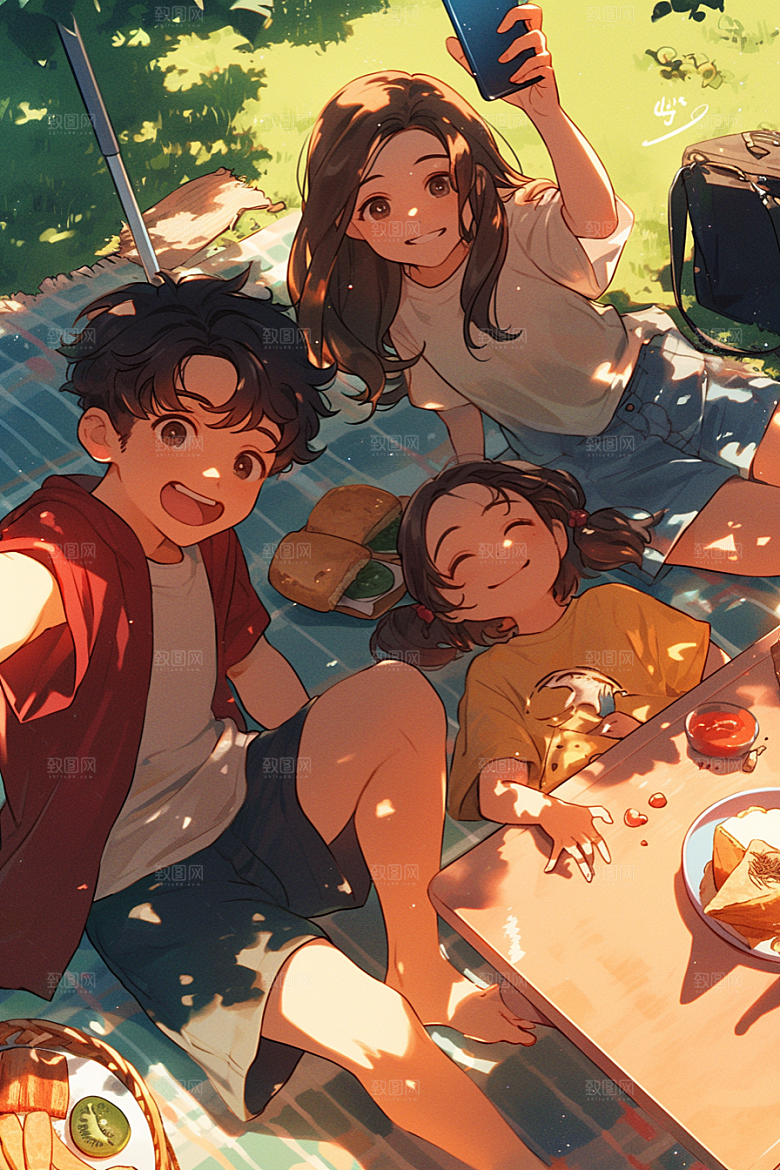 夏日聚会欢乐玩耍插画