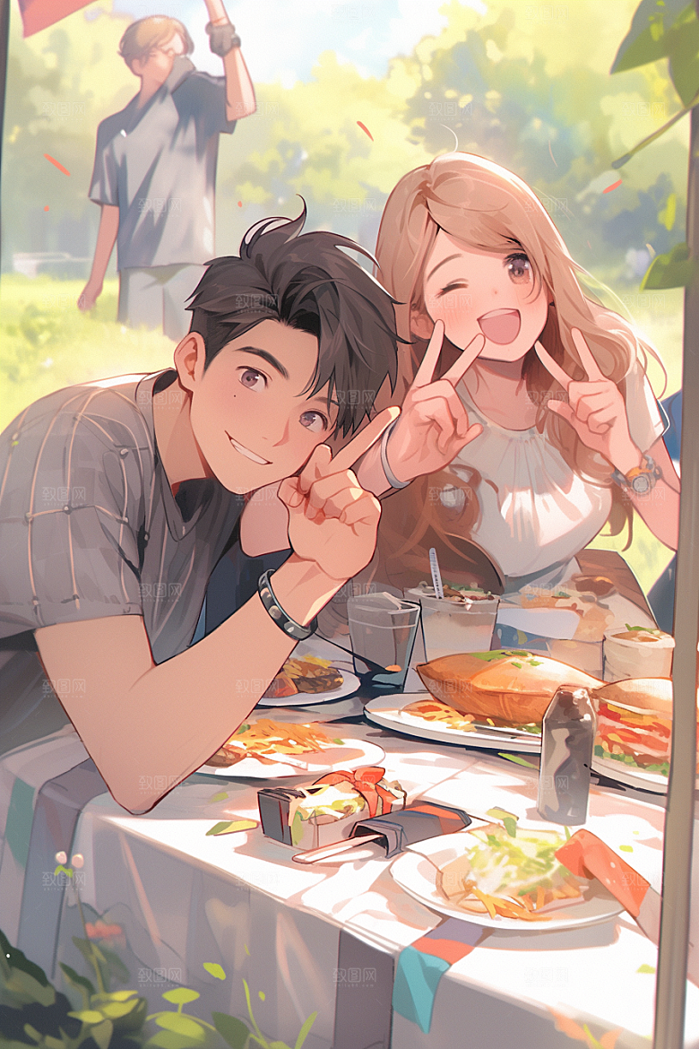 夏日聚会暑假玩耍插画