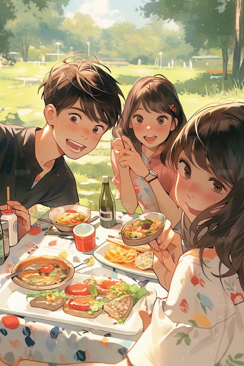 夏日聚会高清友情插画