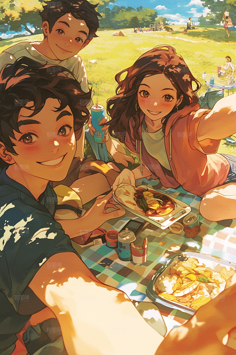 夏日聚会假日友谊插画