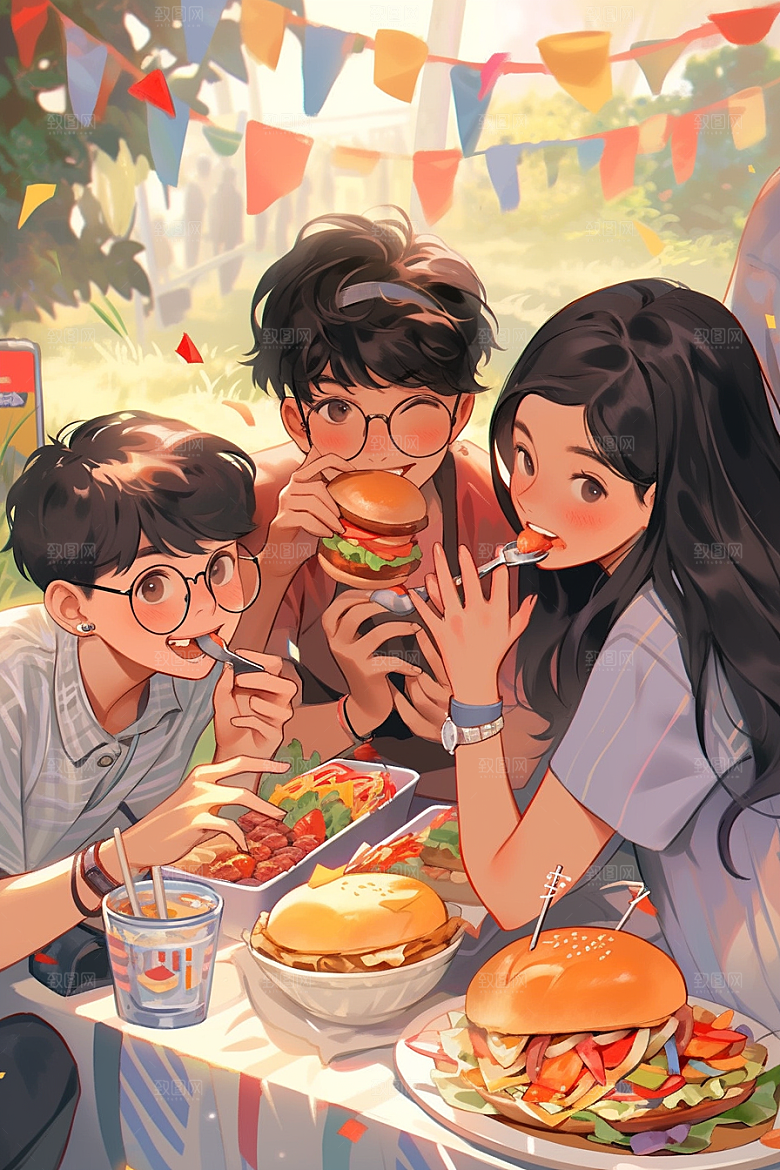 夏日聚会假日暑假插画