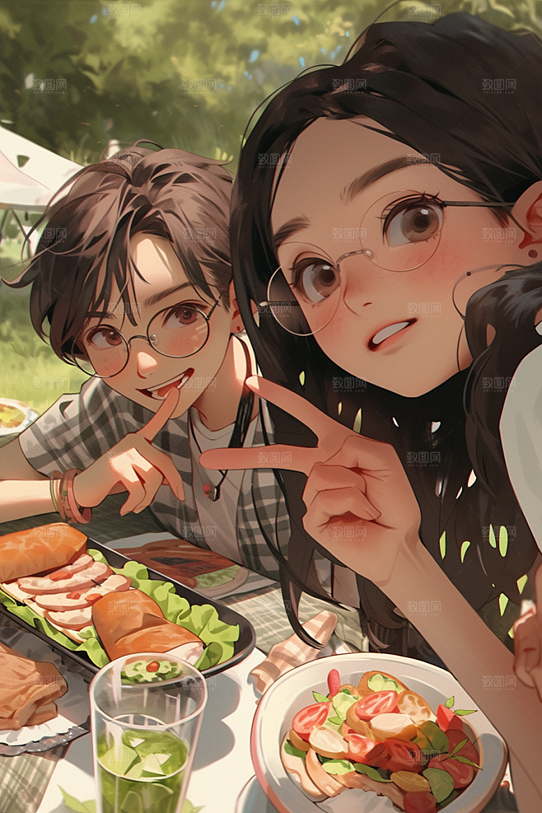 夏日聚会玩耍欢乐插画