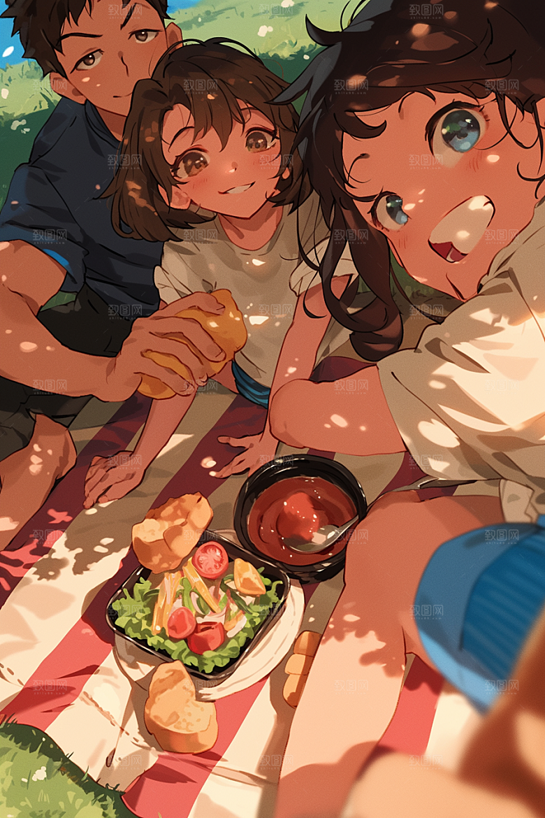 夏日聚会友谊玩耍插画