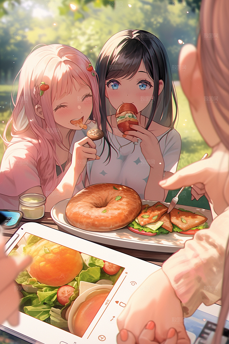 夏日聚会同学发小插画