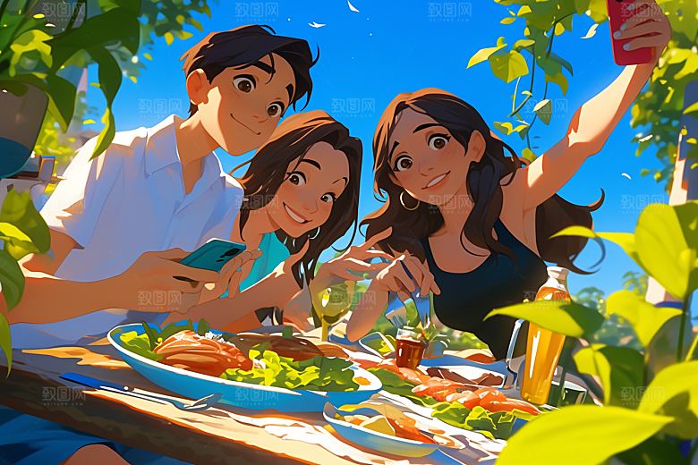 夏日聚会欢乐高清插画