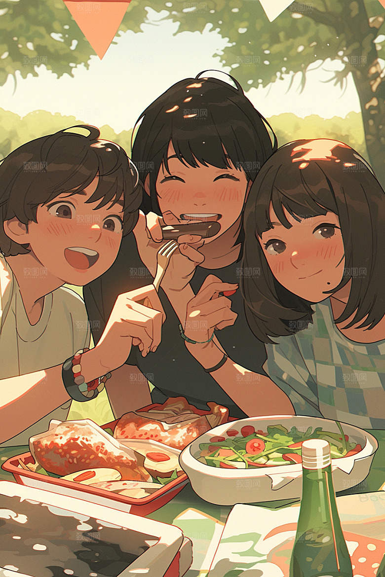 夏日聚会玩耍高清插画