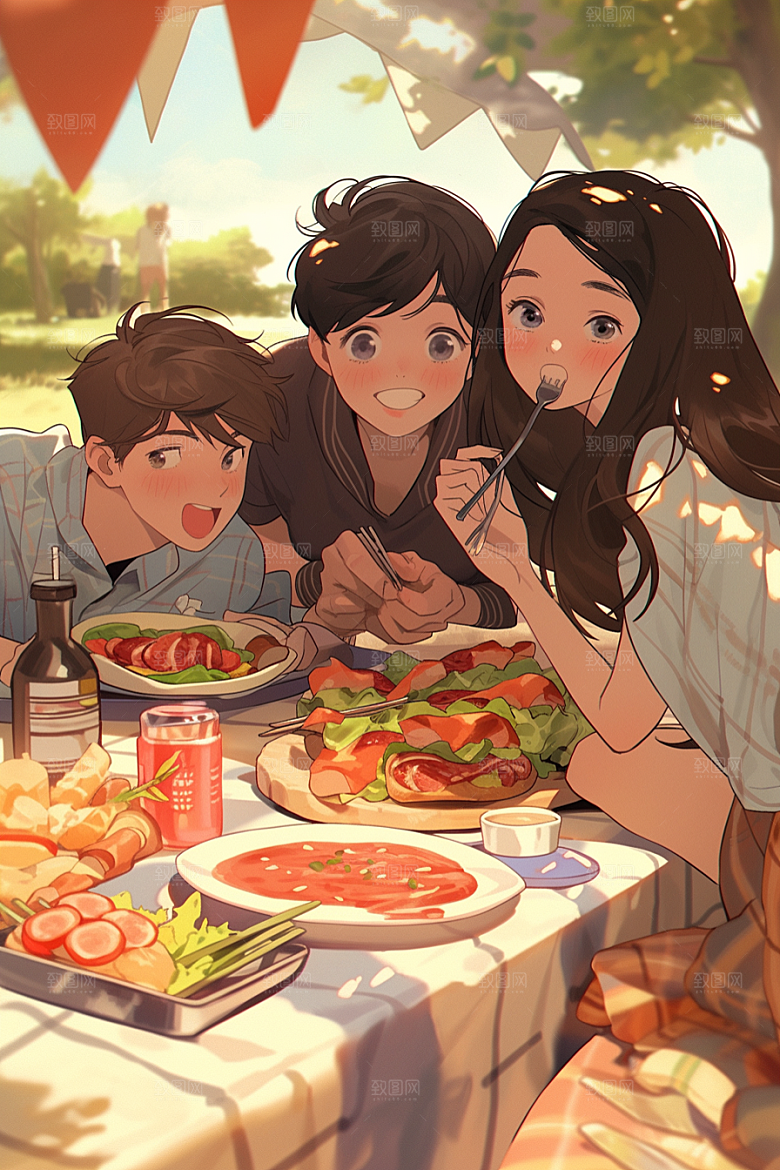 夏日聚会友情假日插画