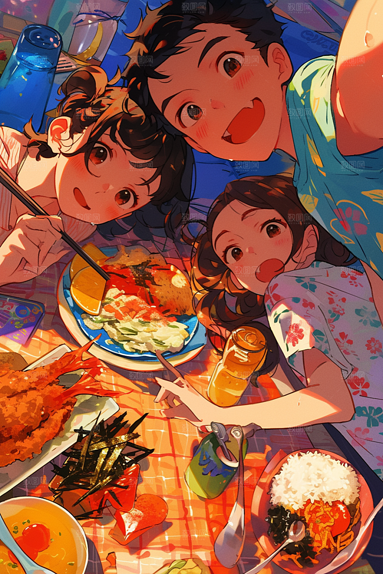 夏日聚会玩耍发小插画
