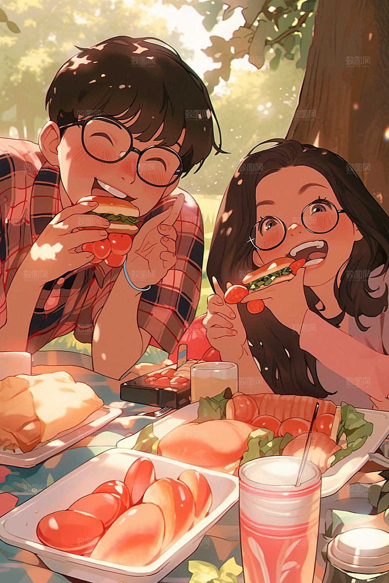 夏日聚会高清自拍插画
