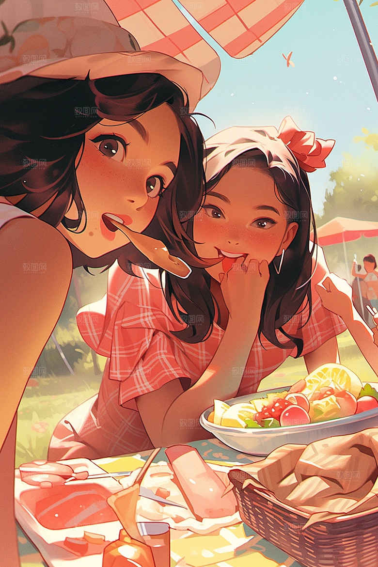 夏日聚会假日欢乐插画
