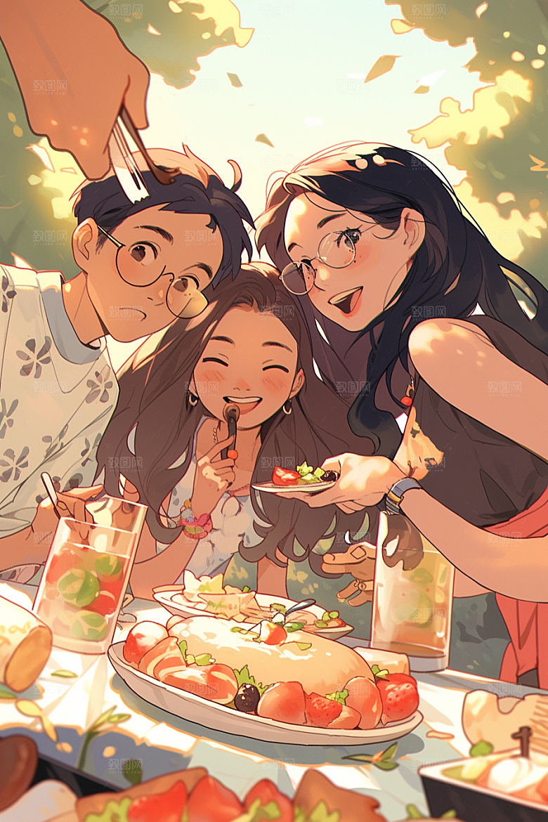 夏日聚会友情假日插画