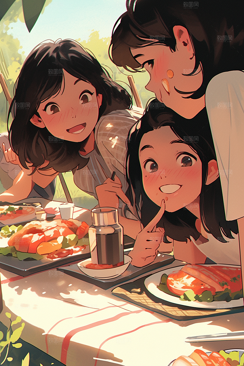 夏日聚会暑假玩耍插画