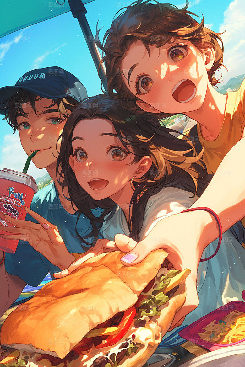 夏日聚会假日友谊插画