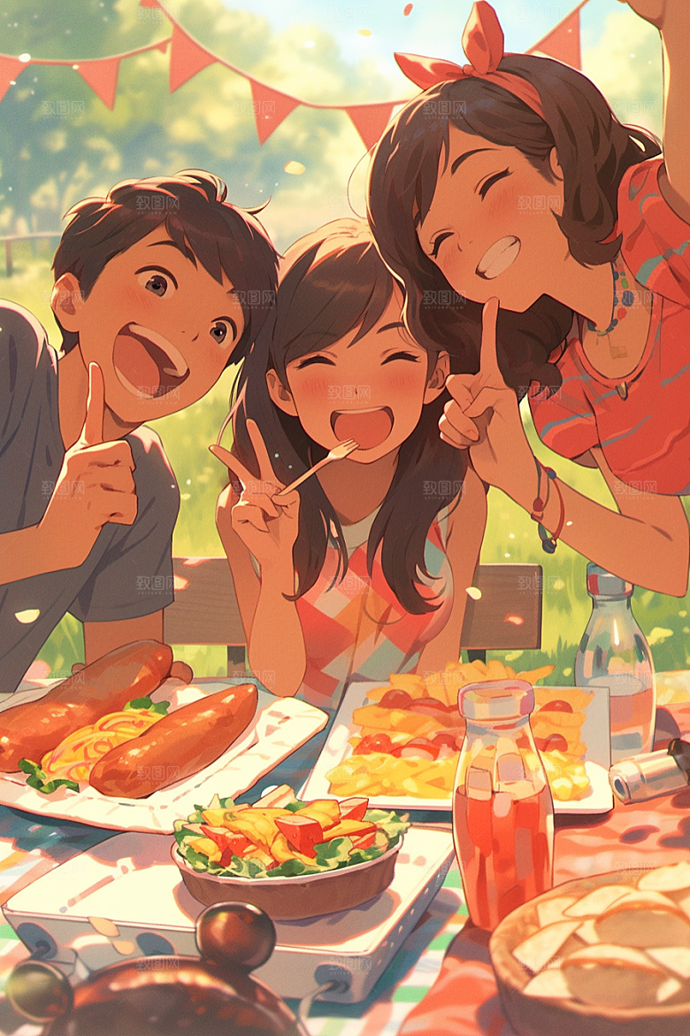 夏日聚会假日场景插画