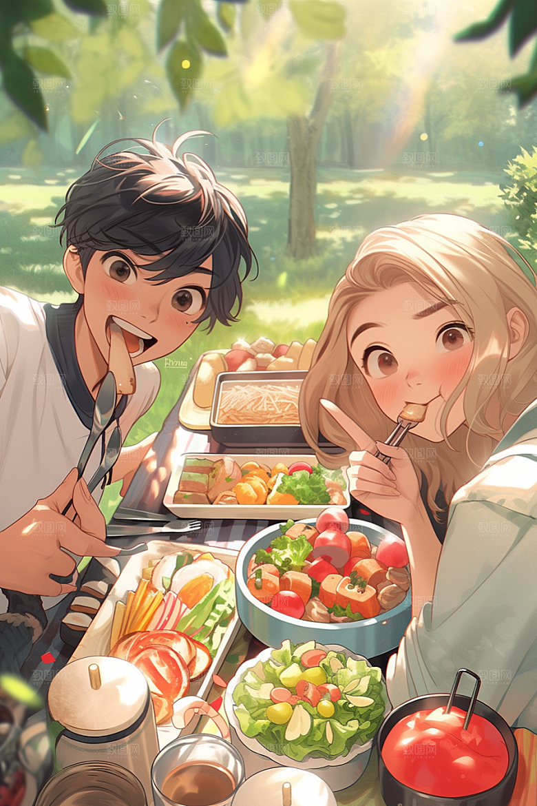 夏日聚会欢乐玩耍插画