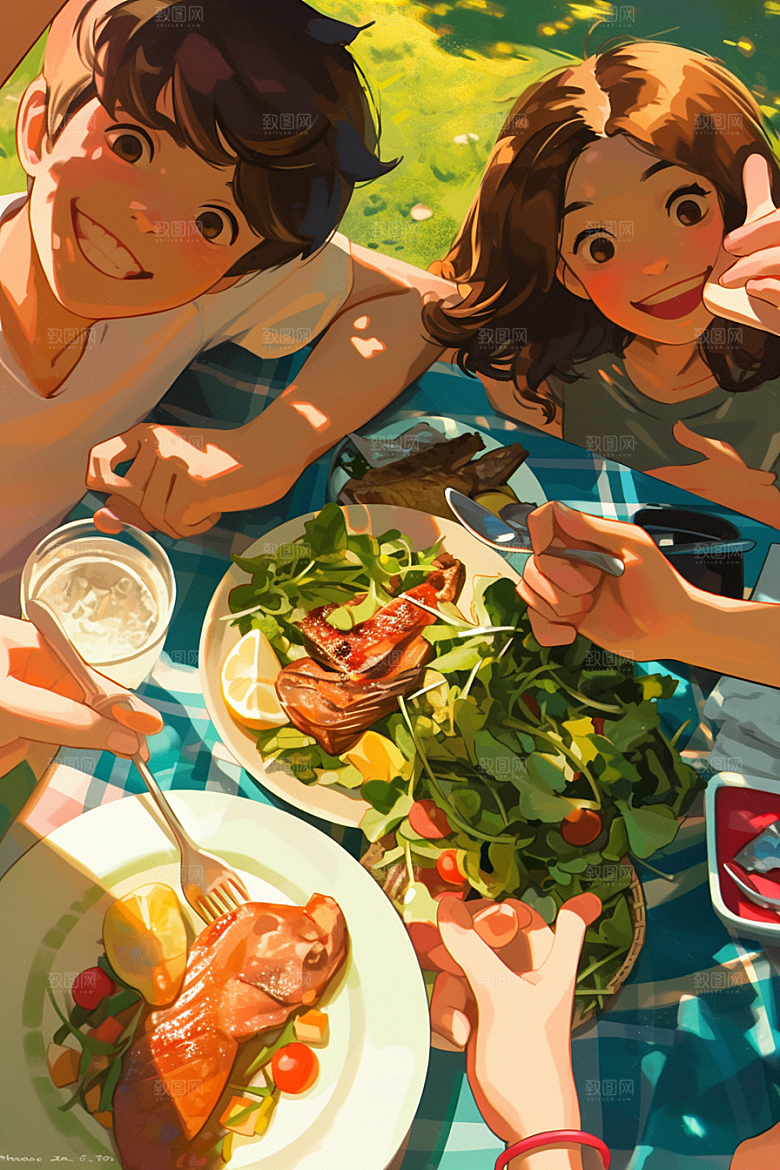 夏日聚会暑假玩耍插画