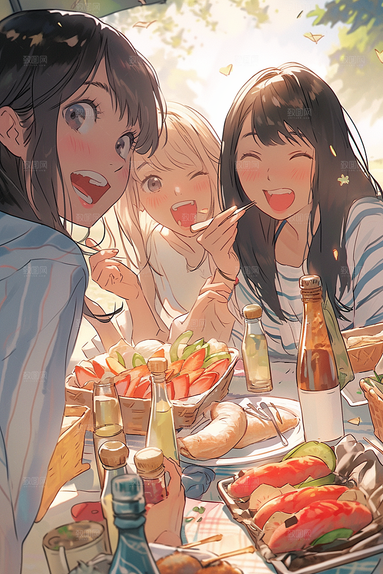夏日聚会手绘高清插画