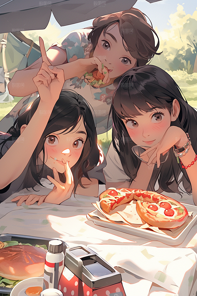 夏日聚会友谊场景插画