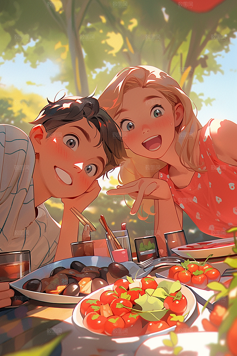 夏日聚会假日暑假插画
