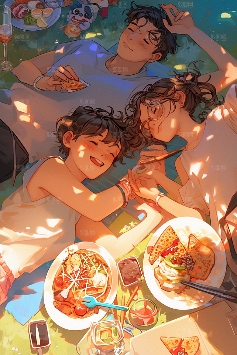 夏日聚会友谊高清插画